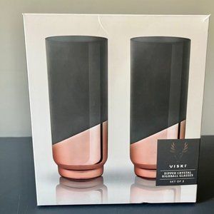 Viski Dipped Crystal Polished Copper Highball Glasses